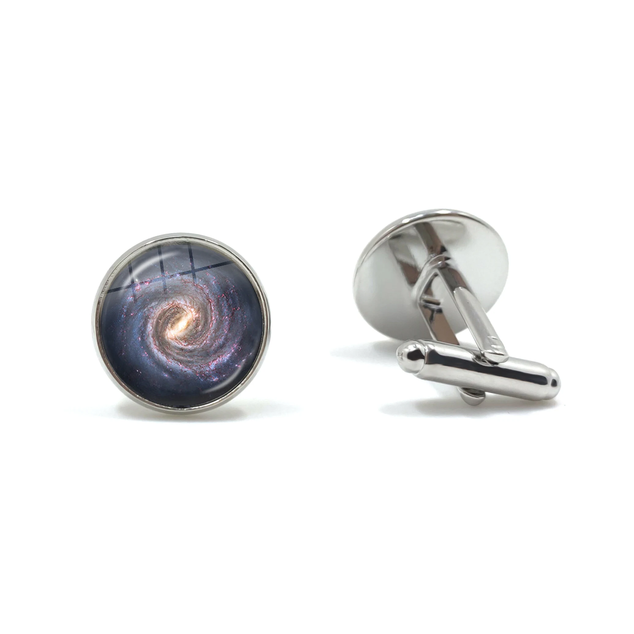 New Fashion Nebula Galaxy Cufflinks Space Universe 16mm Glass Cabochon Cuff Button For Male Gentleman Shirt Wedding Gift