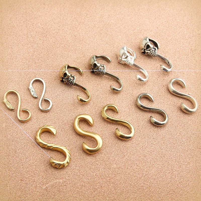 S-Shape Hook Solid Brass Clothes Bags Towels Plants Hanging Rack Multi-function Kitchen Bedroom Railing S Hanger Hook