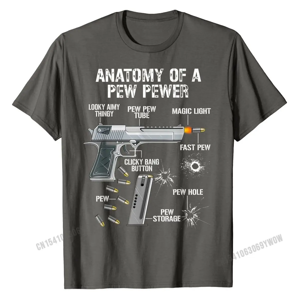 Funny Anatomy Of A Pew Pewer Ammo Gun Amendment Saying T-Shirt T Shirts Tops T Shirt Graphic Cotton Birthday Printed Men