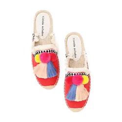 Pantofole per espadrillas piatte Terlik scarpe da donna Pantufas solubili Top vendita canapa estate gomma tessuto di cotone scivoli infradito