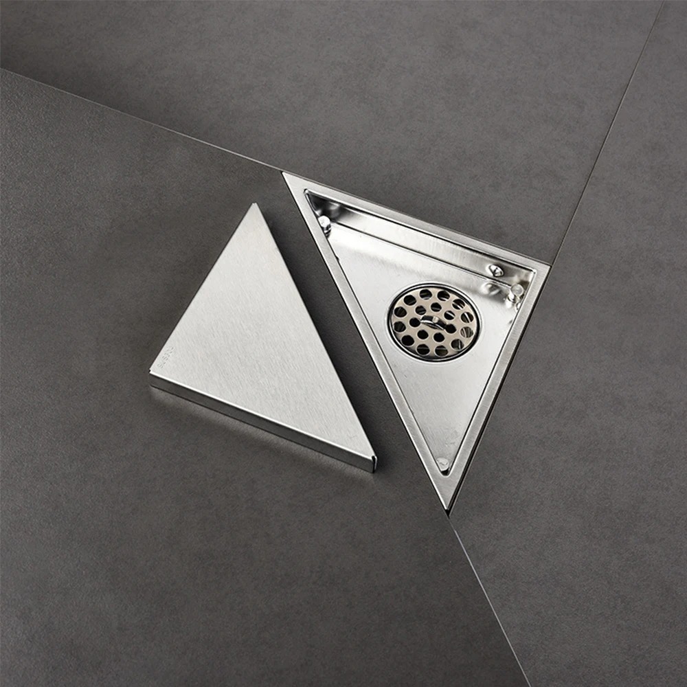 Triangle Floor Drains Invisible Bathroom Deodorant Conner Drain Tile Insert 304SS Cover For Shower Anti Backflow Anti Clogging