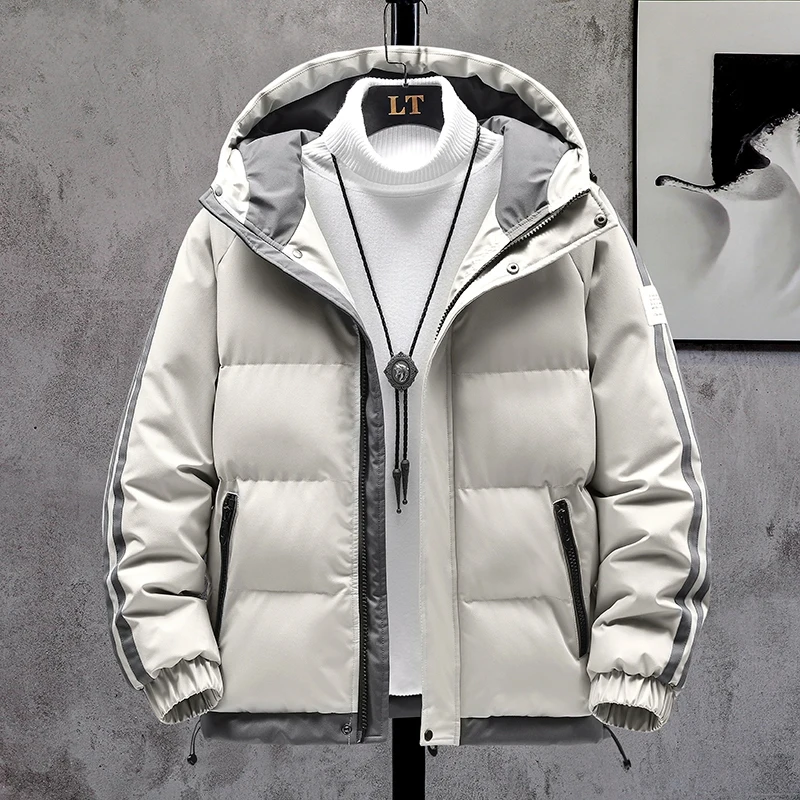 Yapu Nieuwe Mannen Dikke Jas Koreaanse Parka Coat Fashion Casual Uitloper Mens Winter Straat Trend Patchwork Jassen Parka 2021