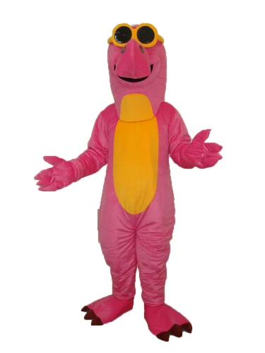 Fashion Design Dinosaurus Met Glazen Mascot Kostuum Adult Birthday Party Fancy Dress Halloween Cosplay Outfits Kleding Xmas