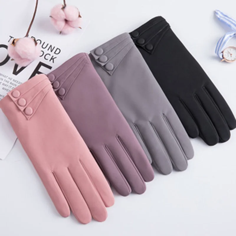 

Winter women full Finger gloves Female winter touch screen warm gloves Windproof suede thickening cycling driving mittens E73