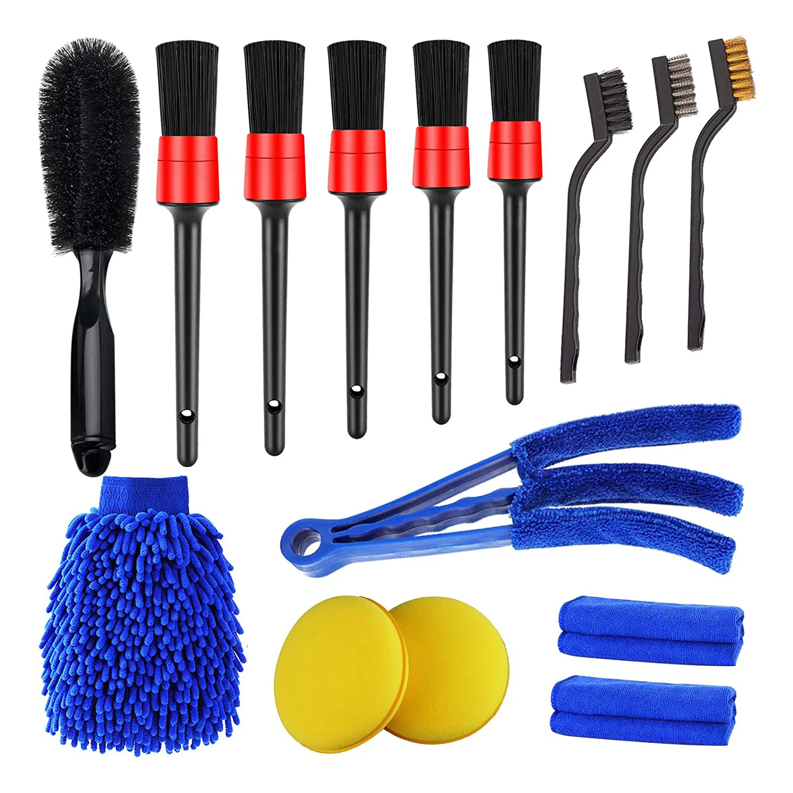 

15Pcs Detailing Brush Set Car Cleaning Brushes Wheel Brush Cleaning For Car Leather Air Vents Rim Cleaning Dirt Dust Ordinary