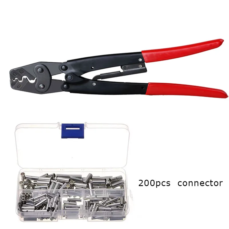 Sleeve Bare Terminals Crimping Plier Kits For Copper Tinned Splice Crimp Terminal Butt Wire Connector Crimper