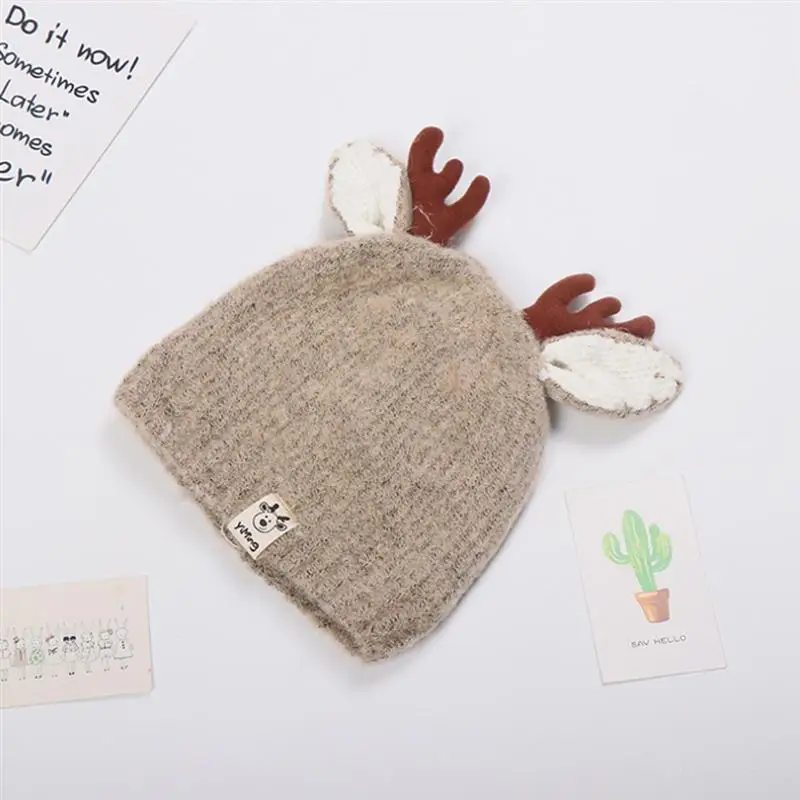 Hat Christmas Beanie Knit Kids Baby Winter Warm Antler Knitted Reindeer Cap Infant Children