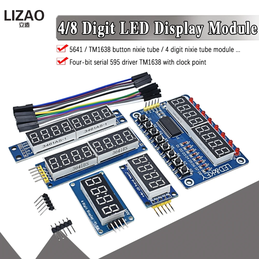 TM1638 모듈 TM1637 AVR Arduino 용 4 키 디스플레이 MAX7219 디지털 LED 튜브 8 비트 74HC595