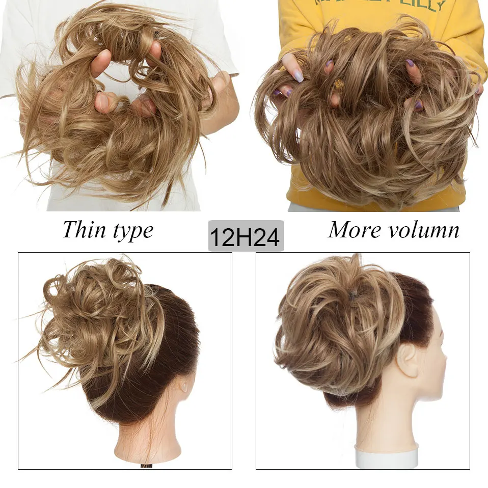 S-noilite Synthetic Fake Hair Bun Extension women chignon hair haipiece tousled messy bun instant ponytail hair for women