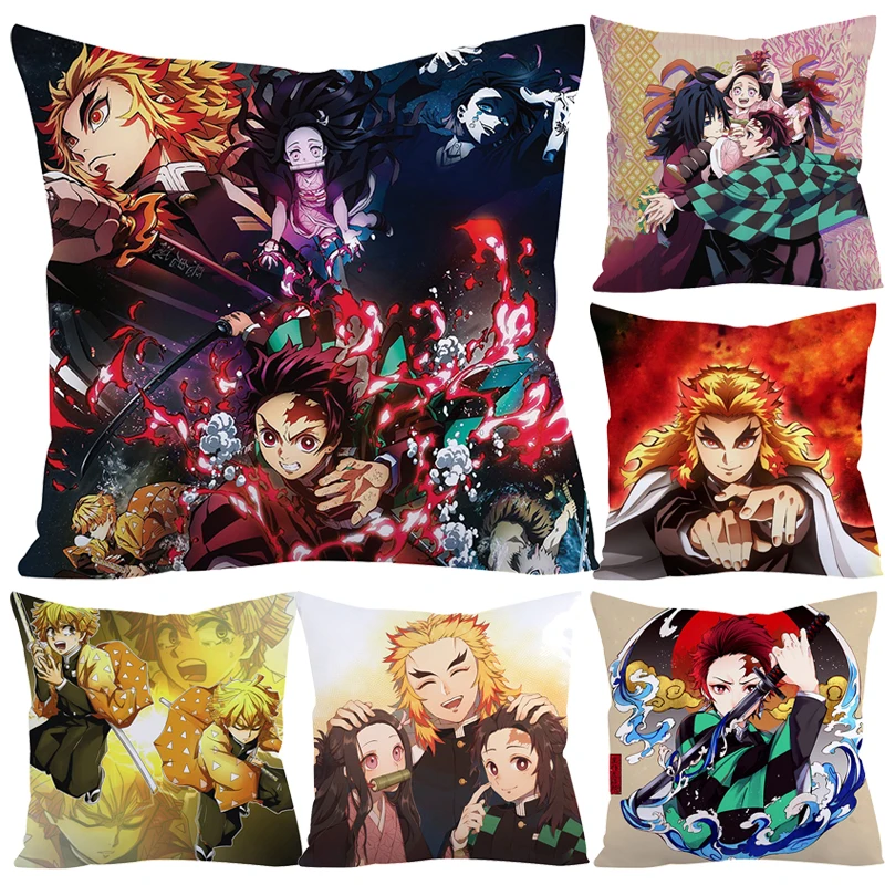 Demon Slayer Anime Pillow Case 45cm Kids Bedroom Home Pillow Covers Decorative Sofa Cushion Covers Pillowcase No Pillow Insert