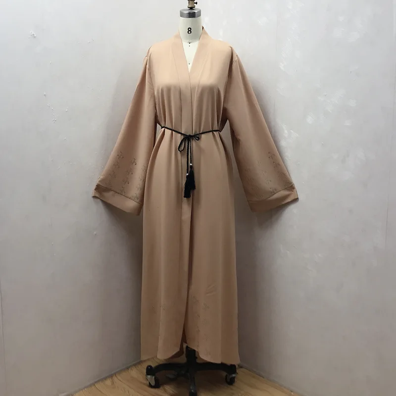 Hand made Hot drilling beading muslim peignoir Robes syari Dubai Fashion female full length Abaya Muslim Dress with belt WY152