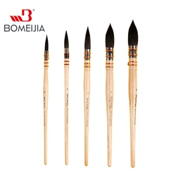 Professional Black Handle Round Brushes Set Squirrel Hair Art Painting Brushes for Artistic Watercolor Gouache Wash Mop