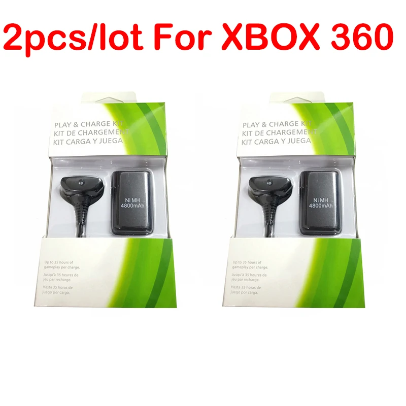 

2 x 4800mAh Rechargeable Batteries with USB Charger Cable Pack for Xbox 360 Wireless Game Controller Battery for Xbox360 Gamepad