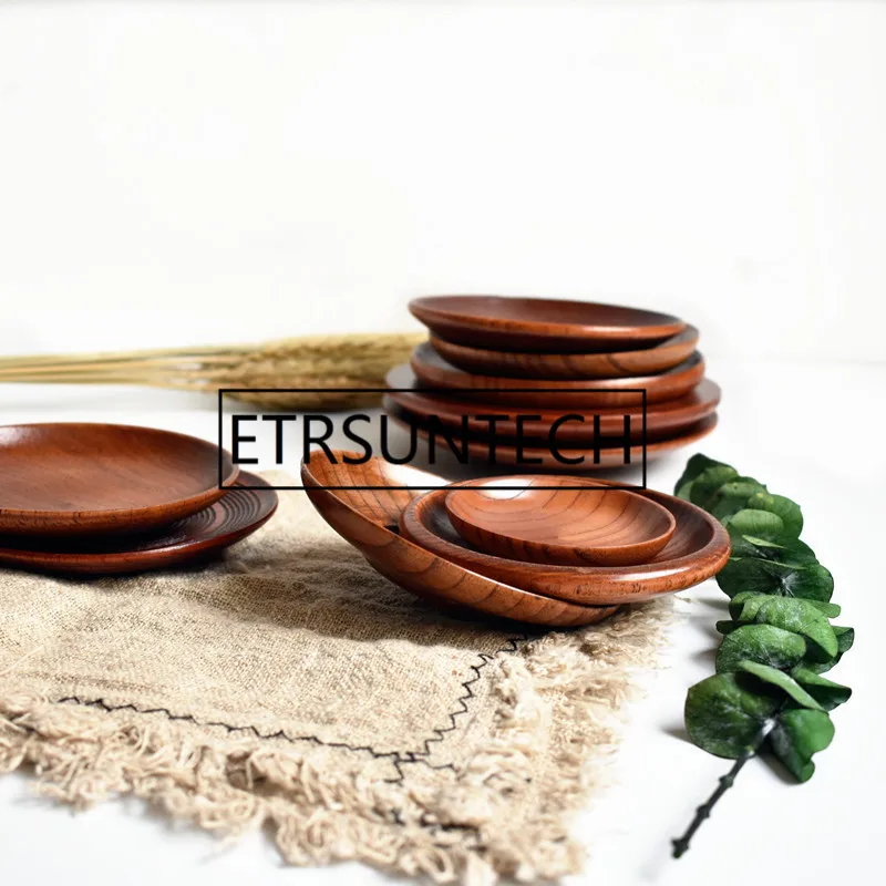 100pcs Wooden Soy Sauce Plate Sushi Serving Tray Tableware Plate Small Round Dishes Kitchen Restaurant Home Supplies