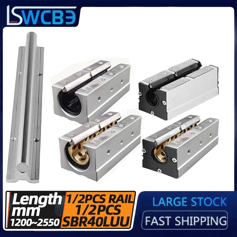 Trilho-guia Linear de Caixa Aberta Alongada Trilho-guia Sbr40 Sbr40luu Slider Manga de Cobre l contra Poeira l = 12002550 mm