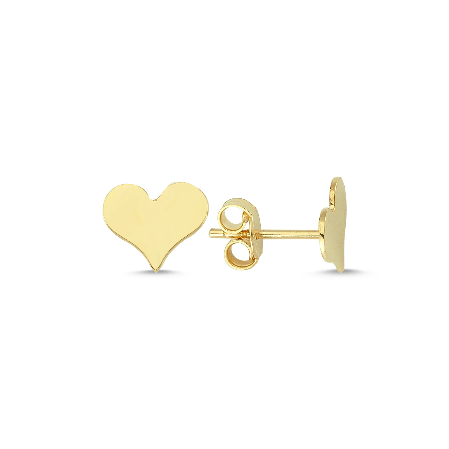 14K Real Gold Plain Mini Heart Stud Earring