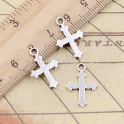 30pcs Charms double sided cross 19x12mm Tibetan Silver Color Pendants Antique Jewelry Making DIY Handmade Craft