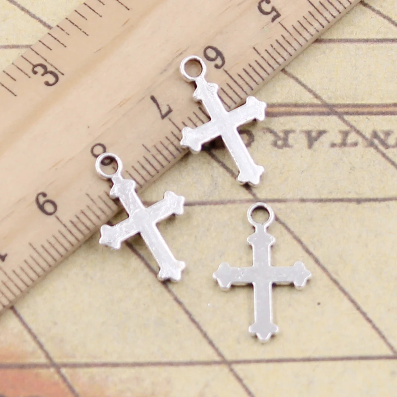 30 sztuk Charms dwustronny krzyż 19x12mm tybetański srebrny kolor wisiorki antyczne tworzenie biżuterii DIY Handmade Craft