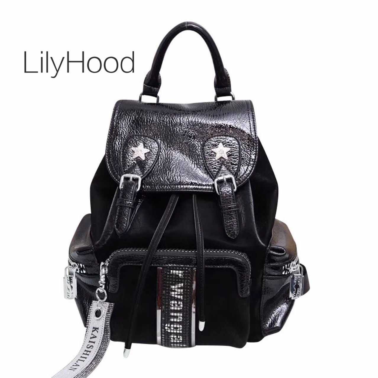 

Women Fashion Big Capacity PU Vegan Leather Backpack Teen Waterproof Daily Casual Classical Design Book Drawstring Knapsack Bag