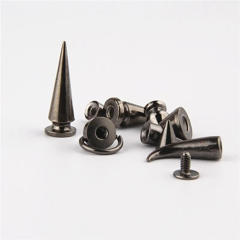 High Quality Gun-black Bullet Spikes Rivets For Leather Punk Studs and Spikes For Clothes Thorns Patch Tachas Para Ropa Remaches