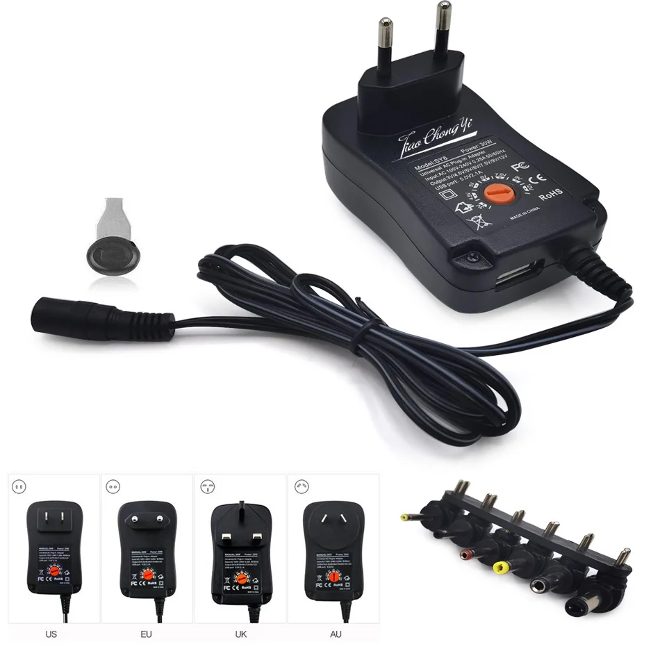 30W 120W 3V4.5V5V6V7.5V 9V 12V12/15/16/18/19/20/22/24V 2A/4.5A AC DC Adaptor Adjustable Power Adapter Universal Charger Supply