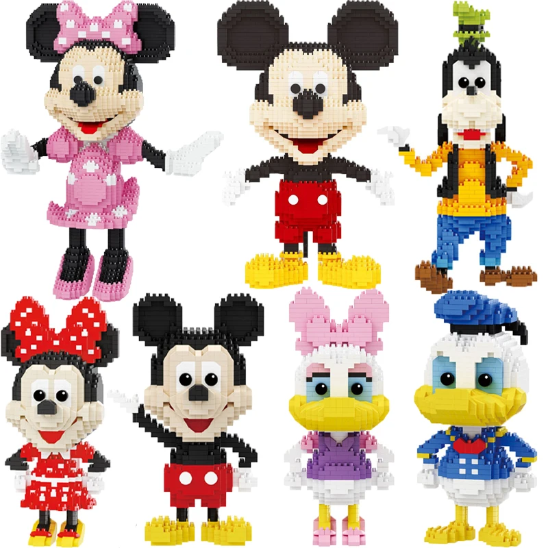 Nova Disney série Mickey Minnie Donald Duck modelo blocos de construção de micro partículas montados brinquedos de decoração de presente infantil