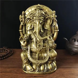 Großer Buddha Elefant Gott Statue für Heim- und Bürodekoration, Herr Ganesha Skulptur, Meditation Buddha Statuen Sticks Ornament 6 Hauptverkaufsstatue Ganesha Grande - №4
