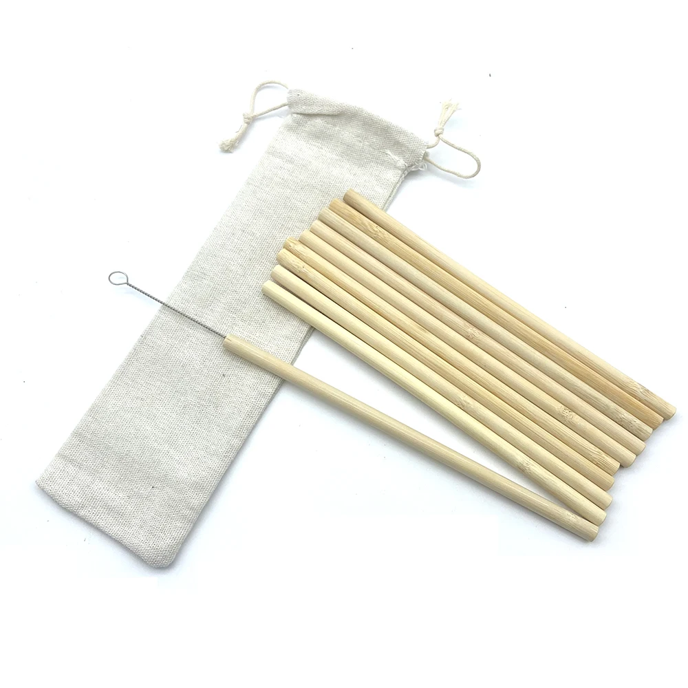 Reusable Drinking Straw 10PCS Bamboo Straw Set High Quality Eco-Friendly  Straw With Cleaner Brush Bar Party Accessory