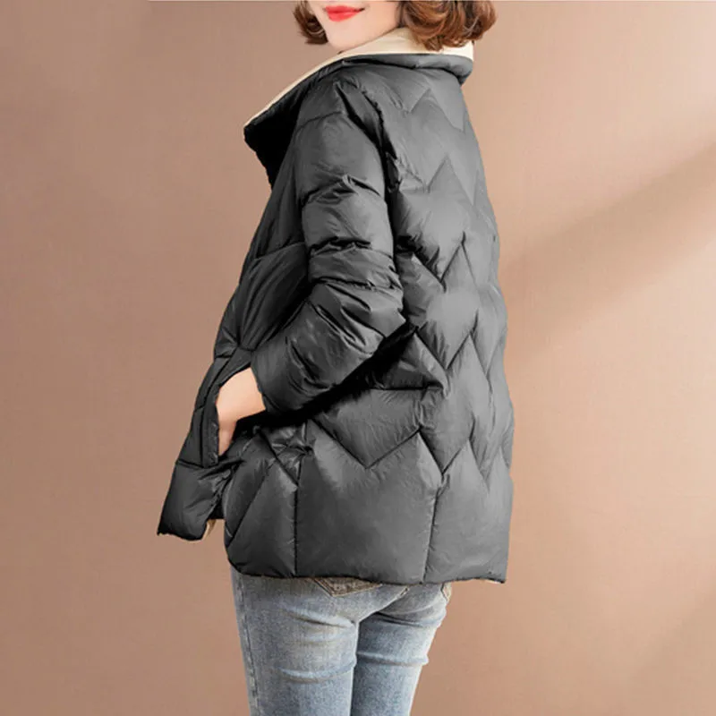 Stand Collar Cotton Padded Jacket Women's Short Slim-Fit 2025 New Korean Parkas Jacket Winter Clothes Women Trend Buttons 543