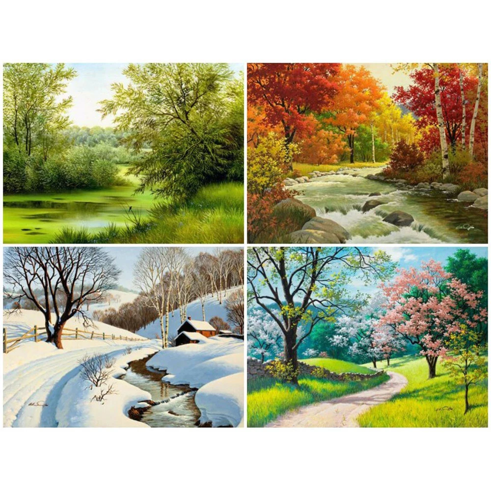 YIBRIGHT Full Square/Round Drill 5D DIY Diamond Painting "Four season tree" Embroidery Cross Stitch 5D Home Decor