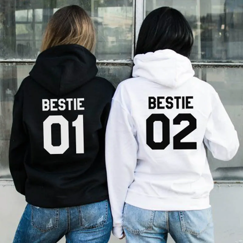 Casual Autumn O-Neck Long Sleeve Jumper Pullovers Femme Bestie Letter Print Hoodies Women Best Friend Matching Gift Sweatshirts