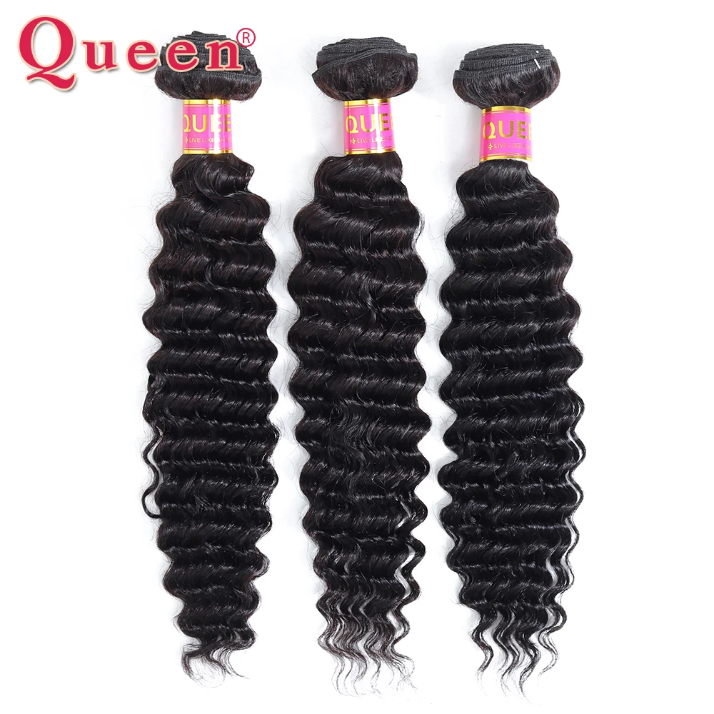 

Deep Wave Hair Bundles 3 Bundles Double Weft Malaysian Remy Human Hair Curly Weave Extensions Natural Color Queen Hair Products