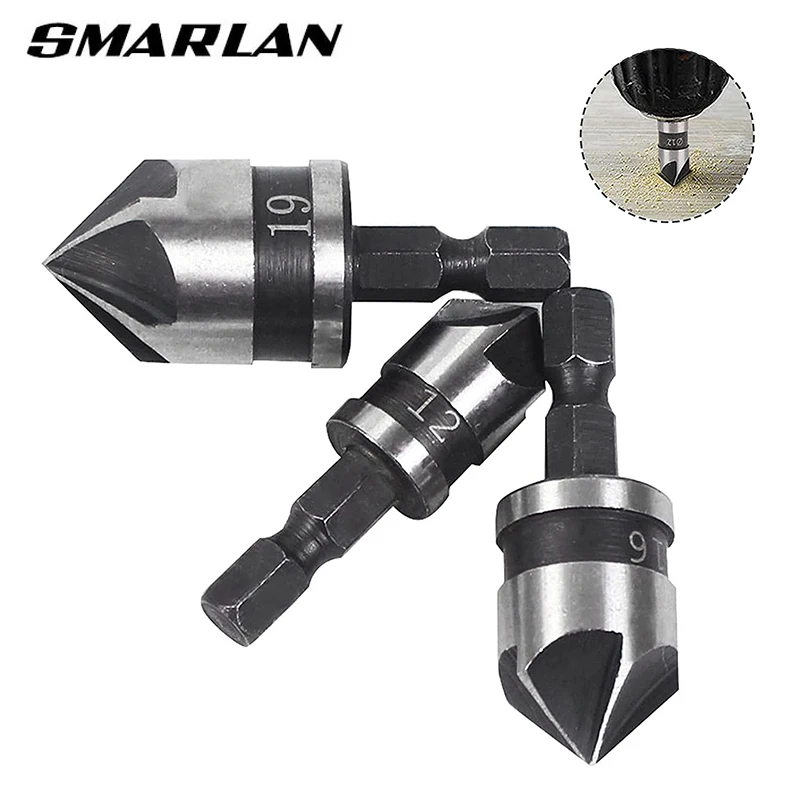 

SMARLAN 3pcs Hex Hss Countersink Boring Drill Bit Set for Wood Metal Quick Change Drill Bit Tool Hexagonal Shank Carbon Steel AA