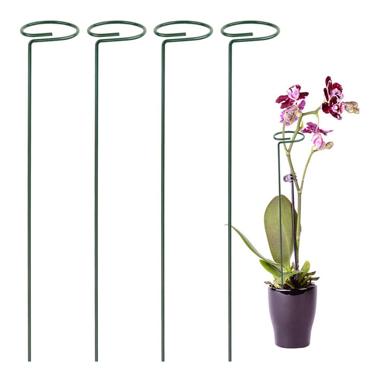 

2 PC Plant Support Stand Flowers Support Ring Metal Plant Support Stakes Bonsai Support Backyard Garden Tool 10/12/14/16/18 inch