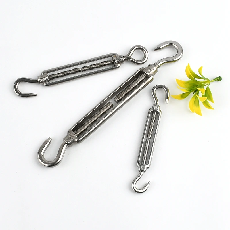 

1Pcs 304 Stainless Steel European Style Hook & Hook M5 M6 M8 M10 M12 M14 M16 M18~M24 Turnbuckles Adjustable Wire Rope Tensioners