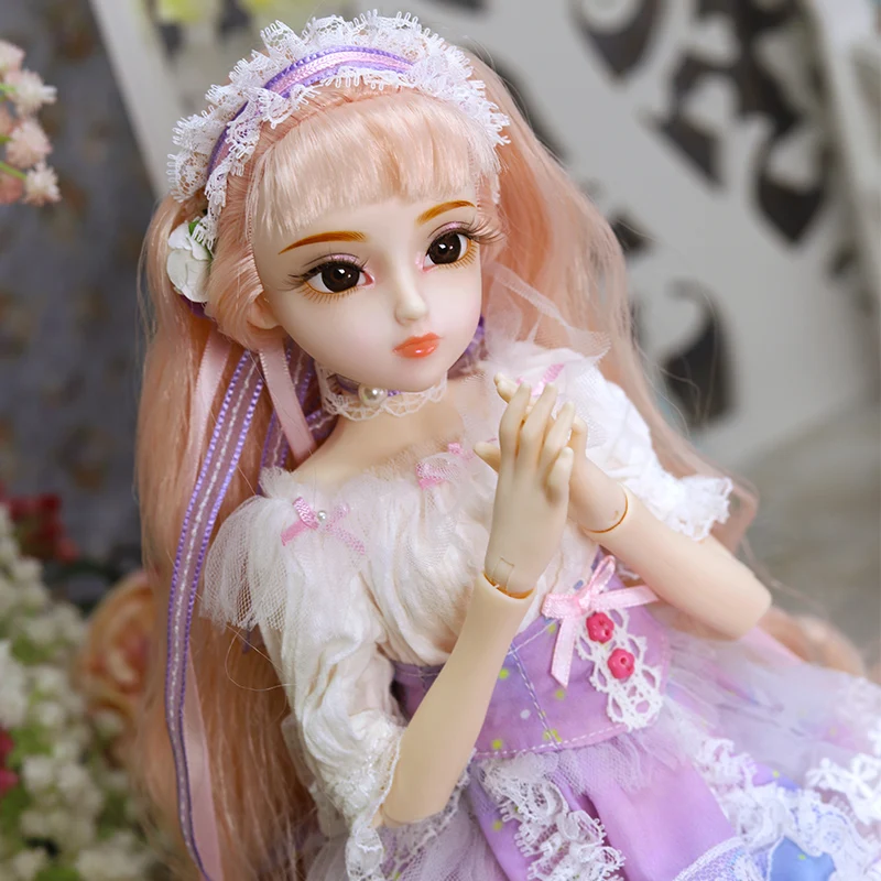 DBS 1/4 45CM DQ Princess Dolls By Name TERESA include Elegant Dress Wigs Shose Hat Makeup and handset girl gift