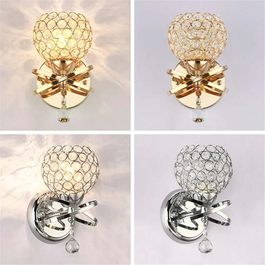 

European Crystal Gold Glass Wall Lamp Luxury Bedside Wall Light Decor Hotel Wall Sconce LED Lamps for Aisle Hallway Bathroom