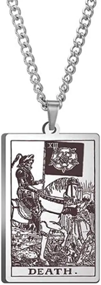 Stainless Steel Tarot Cards Pendant Necklace The Star/Moon/Sun/Fool Death Etc Tarot Divination Necklace Jewelry