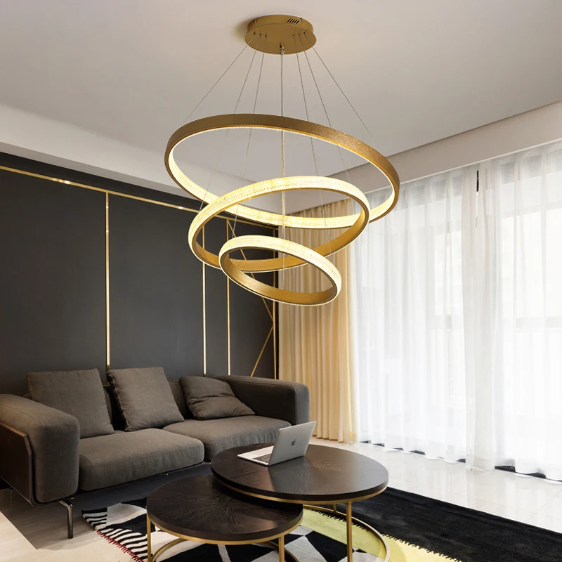 

2020Modern Round Circle Chandelier Lighting Gold Chandeliers Circular Geometry Creative Lamp Led Lights Indoor Lighting Fixtures