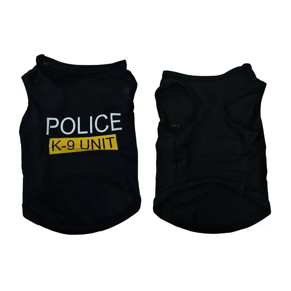 Police Suit Cosplay Dog Clothes Black Elastic Vest Puppy T-Shirt Coat Accessories Apparel Costumes Pet Clothes For Dogs Cats