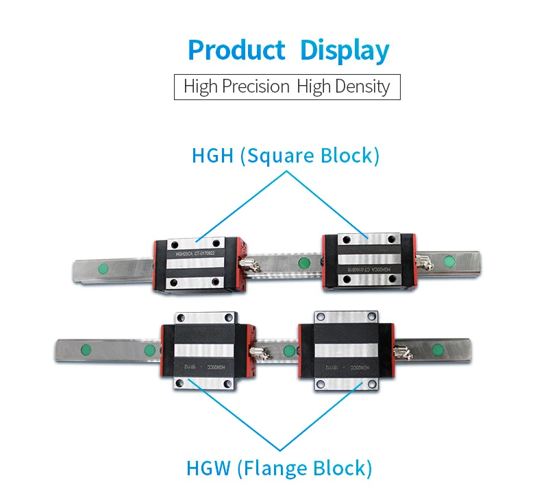 Prowadnice liniowe z prowadnicą liniową ue rozmiar bloku kwadratowego taki sam jak HIWIN 4 sztuk/partia prowadnice blokowe HGW20CC do CNC