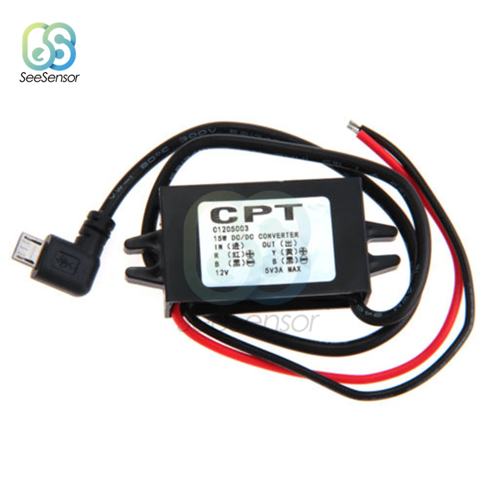 DC/DC 12V do 5V 3A 15W moc przetwornica Regulator Micro USB W dół napięcie zasilania dostaw Adapter wyjściowy