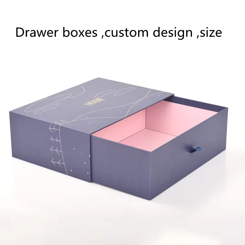 

500pcs Customlogo Printing Hard Rigid Cardboard Luxury jewelry Sliding Box With Ribbon Rope Gift Sleeve Drawer Box Packaging