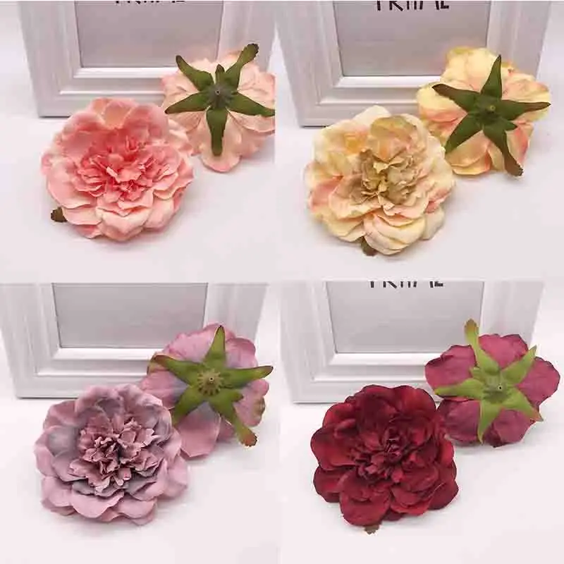 5PCS Peony Flower Heads Decorative Scrapbooking Artificial Flower For Home Wedding Birthday Party Decoration Supplies