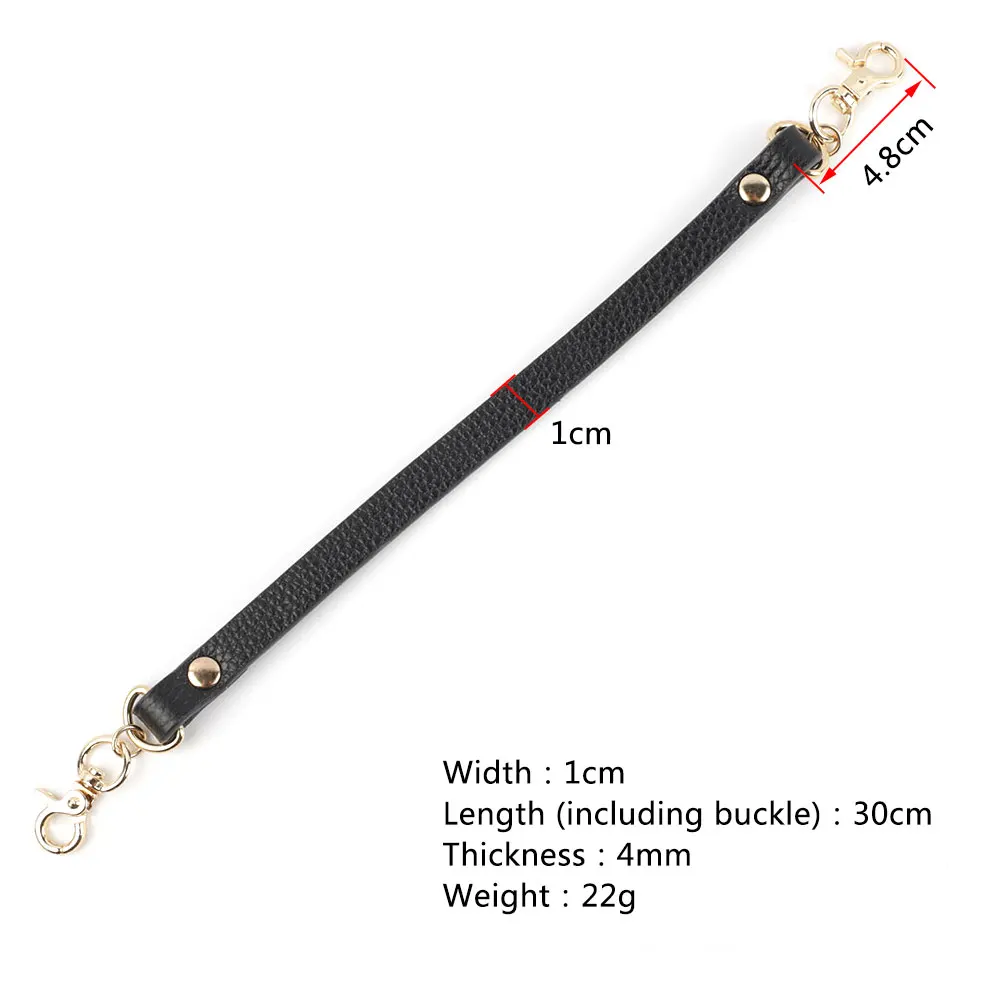 Cow Leather Handle Shoulder Strap Lychee Pattern Women Short Bag Strap Black Coffee Cream Red Handbag Replacement Wrist Straps