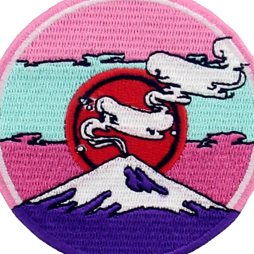 Fuji Under The Red Sun Original Design Embroidered Patches Iron on Embroidery Badges for Clothing Appliques