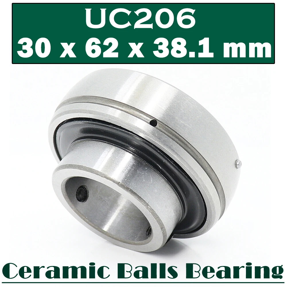 UC206 Grease Sealed Hybrid Ceramic Bearing 30*62*38.1 mm ( 1 PC ) Hybrid Ceramic Precision Bearing Insert Ball Bearings