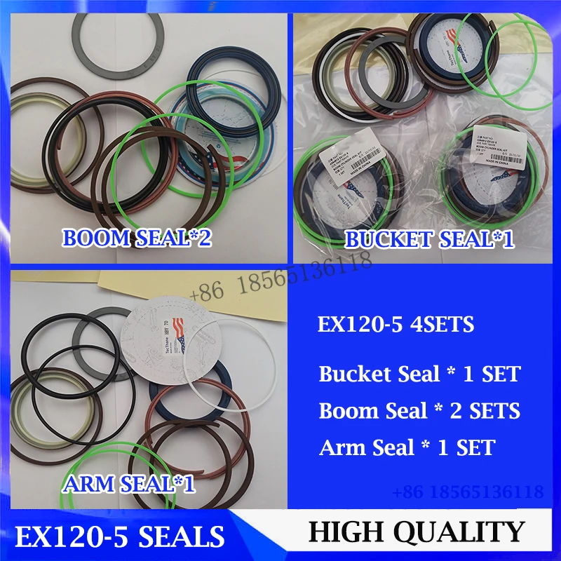 

4SETS Excavator EX120-5 Polyurethane Boom/Arm/Bucket Cylinder Seal Kit 4394912 For Hitachi EX120-5 Hydraulic Oil Seal Repair Kit