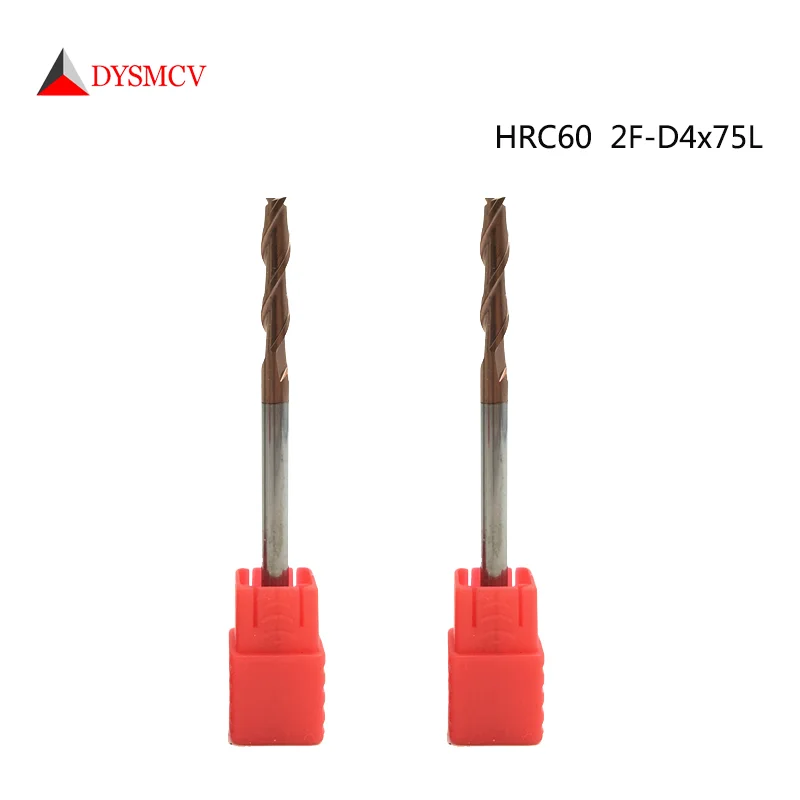 

5pcs discount End Mills 4mm HRC60 2F-D4x75L Solid Carbide Spiral Straight Shank Flat EndMills CNC Lathe Milling Cutter Tools