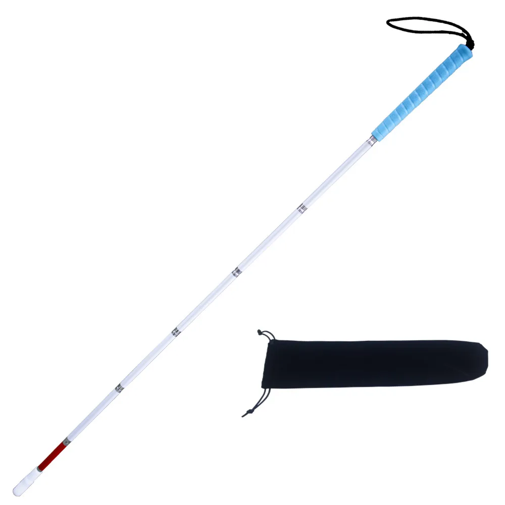 120cm-155cm White Cane, Aluminum Folding Cane for The Blind,Folds Down 7 Sections,Blue Handle, with 2 Tips 7PEA-BLU